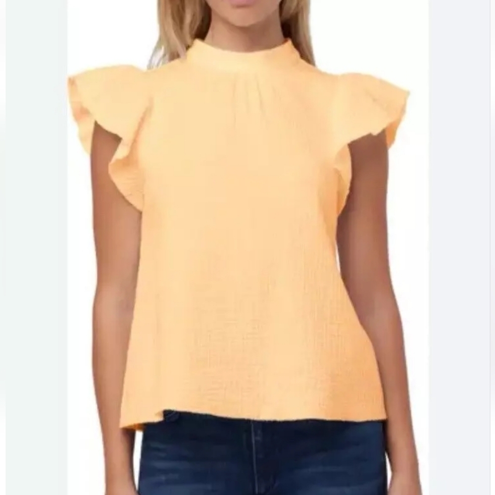 JOE'S JEANS Gauze Flutter Sleeve Apricot Top - Picture 2 of 9